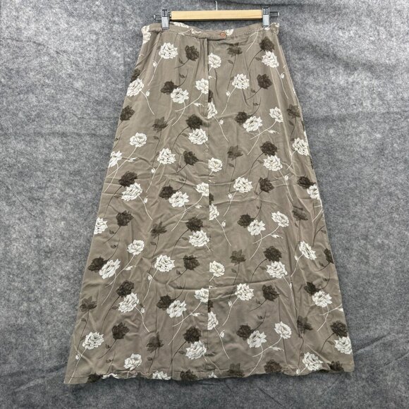 Christopher & Banks Skirt Womens M Beige Floral Maxi VTG 90s 1999 Y2K Modest - Picture 2 of 10